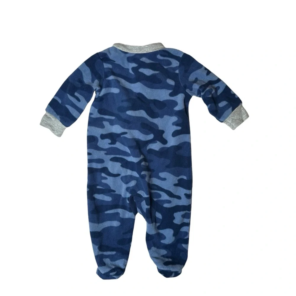 Baby boy Carter’s excavator truck fleece footed pajamas size 3mo